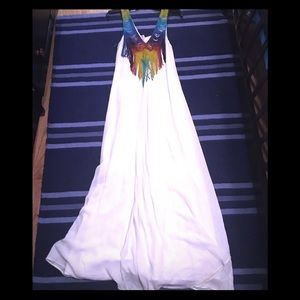 Mara Hoffman boho maxi dress w/ multicolor fringe